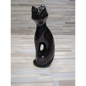 VINTAGE MCM BLACK CAT CERAMIC HIGH GLOSS GLAZE 13” Tall, Halloween